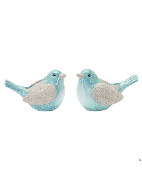 Blue Bird Planter Set