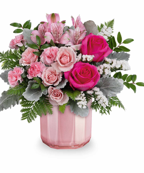 Pink Flowers in Chic Pink Vase 