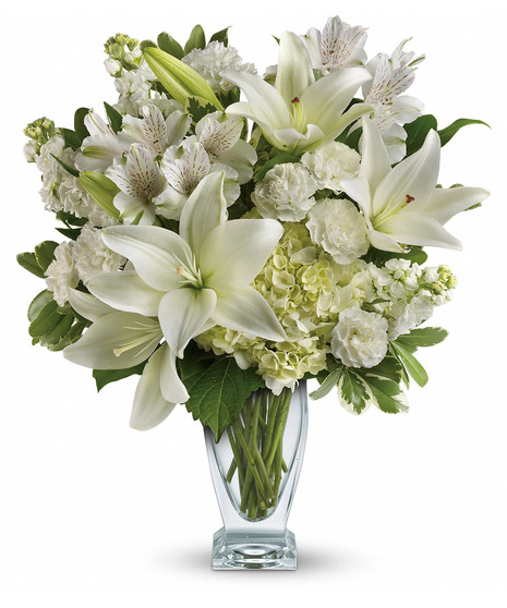 tall, white flower arrangement 