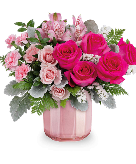 Pink Flowers in Chic Pink Vase 